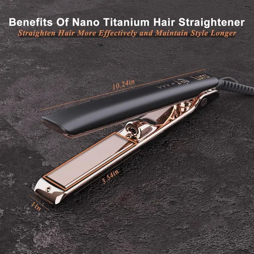 Miniatura 2 de LURA - Planchas planas de titanio de iones negativos para mujeres negras, alisadores de pelo de doble voltaje para mujeres, alisador y rizador