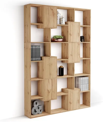 Miniatura 87 de Mobili Fiver, Iacopo XS Estantería con puertas de panel (63.31 x 31.5 pulgadas), color negro Ashwood, Made in Italy
