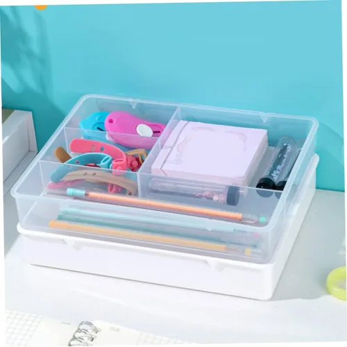 Miniatura 2 de Tofficu Caja de almacenamiento de 2 compartimentos para cubiertos, organizador de pinceles de tocador, organizador de escritorio y accesorios