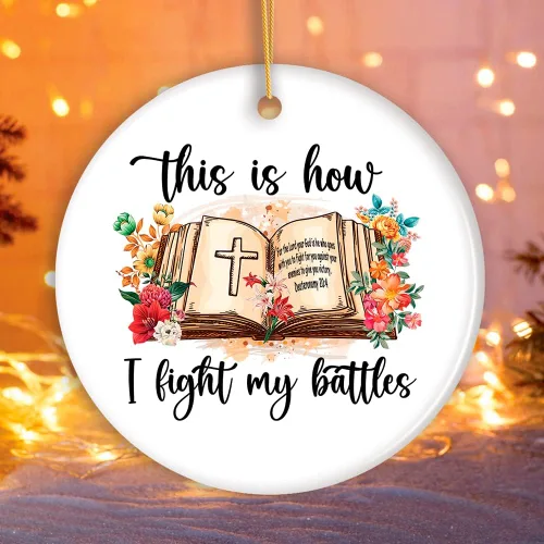 Adornos de Navidad con temática religiosa, decoraciones de Natividad y Jesucristo (This is How I Fight My Battles, adorno religioso con cita regalo