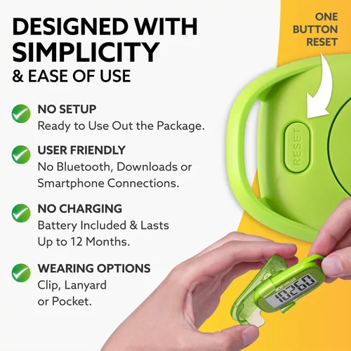 Miniatura 3 de 3DFitBud Simple Contador de Pasos - Podómetro 3D para caminar de 3DActive con clip, cordón, rastreador de pasos preciso, pantalla grande, fácil