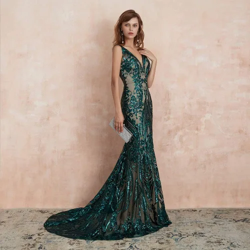 Miniatura 3 de Engerla Vestidos de noche con cuello en V de sirena, vestidos de baile de graduación, vestido de fiesta para mujer, vestidos de celebridades