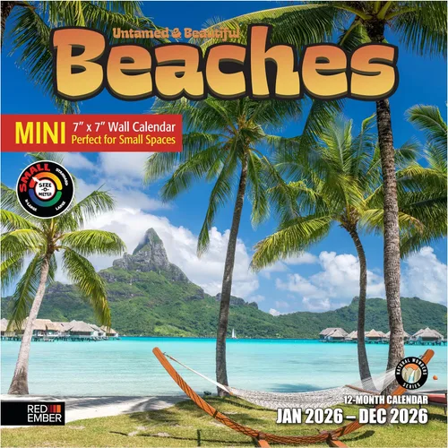 Miniatura 21 de RED EMBER Untamed & Beautiful Beaches - Calendario de pared 2026 de 12 meses 12 x 24 pulgadas abierto Papel grueso y resistente Regalo