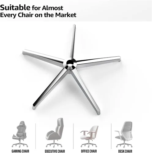 Miniatura 6 de Sytopia Base para silla de oficina, 28 pulgadas, repuesto de base de silla de escritorio con patas de metal reforzadas (2300 libras), parte inferior
