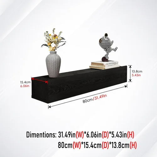 Miniatura 2 de Mesa consola flotante de madera maciza, mesa de entrada estrecha montada en la pared de 32 pulgadas con estante de almacenamiento, estantes modernos