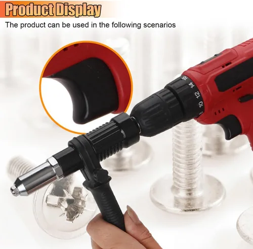 Miniatura 5 de Kit de adaptador de pistola de remache Pop, taladro eléctrico sin cable con accesorios de remache, con 4 cabezas de remache de 2.4mm, 3.2mm, 4.0mm