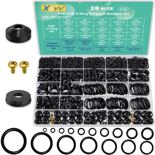 XBVV - Kit de arandelas de goma para grifos 28 tamaños, 560 piezas y juego surtido de juntas tóricas SAE para reparación de sellado de grifos de