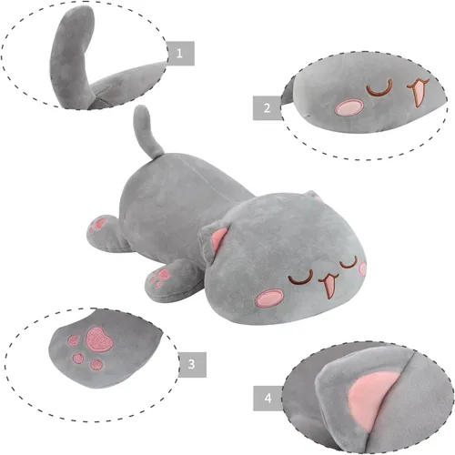 Miniatura 2 de AFAN Animales de peluche de gato, bonita y suave almohada de felpa de gato, juguetes de peluche kawaii, decoración de habitación, regalos para niños