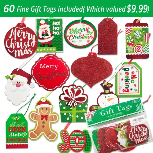 Miniatura 4 de Party Funny 12 bolsas de papel de regalo de Navidad extra grandes a granel con asas y 60 etiquetas de regalo de Navidad - 6 diseños, juego de sacos