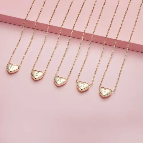Miniatura 4 de SANNYRA Collares de corazón con inicial para mujer, collar del alfabeto de la A a la Z, chapado en oro de 18 quilates, joyería con colgante