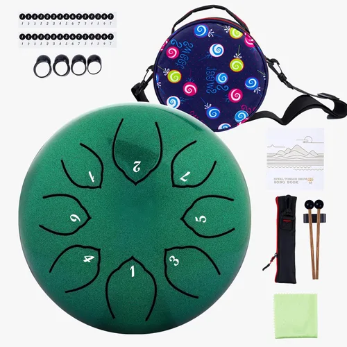 Miniatura 11 de Tambor de lengua de acero para niños: juego de tambores musicales de metal de 6 pulgadas, 8 notas, tecla C para meditación, yoga, educación, Negro