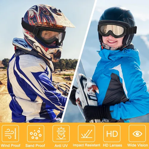 Miniatura 7 de OXG 5 pares de gafas de motocicleta para jóvenes, hombres y mujeres, gafas ATV de esquí, gafas anti-UV, a prueba de polvo y viento, para bicicletas