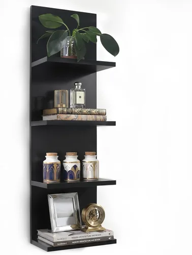 Miniatura 12 de Homaterial Estantería de pared de 5 niveles, estantería vertical decorativa para montaje en pared, estantes flotantes de columna moderna para Rosa