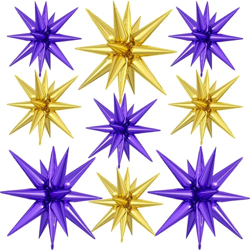 Miniatura 32 de 9 piezas de globos de estrella beige, grandes globos de papel de aluminio en forma de estrella en explosión, globos de Mylar en punta color crema