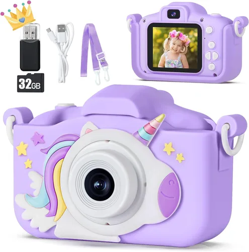 KIZJORYA - Cámara digital mejorada de 48MP para niños, niñas y niños de 3 a 12 años, cámara de video y selfie - Regalo de Navidad y cumpleaños para