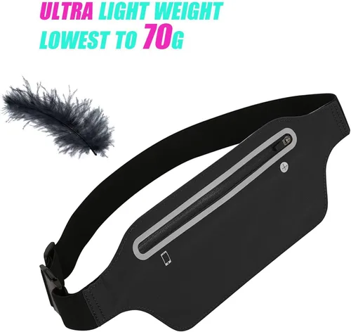 Miniatura 2 de Riñoneras para mujer, riñonera impermeable para hombres, cinturón ajustable para correr, cinturón de bolsillo delgado y expandible, soporte