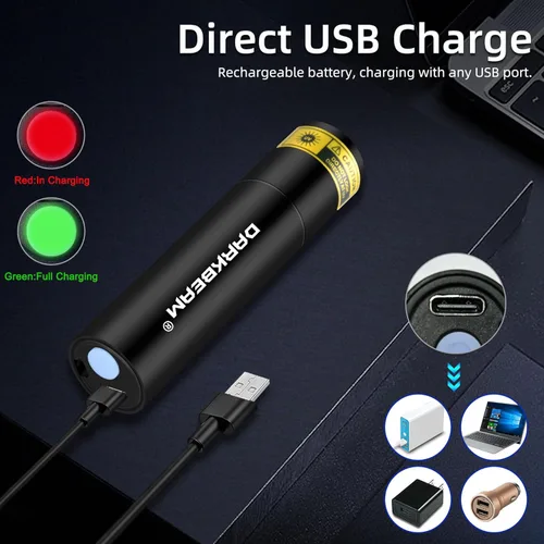 Miniatura 4 de DARKBEAM Linterna UV de 365 nm, Lámpara de Wood recargable por USB, portátil, luz negra, LED, luz ultravioleta, mini, detector para orina