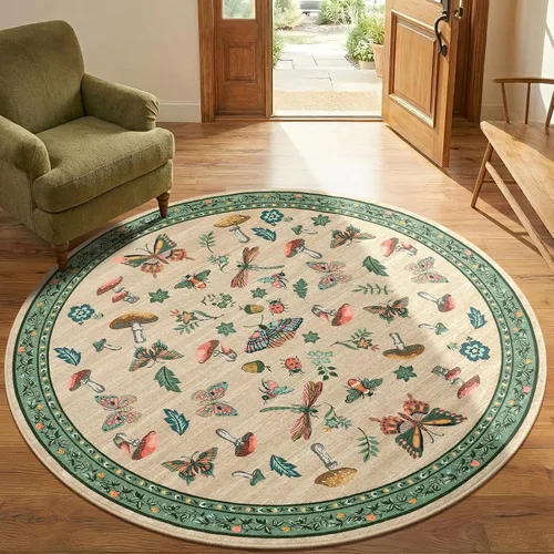 Miniatura 63 de ROYHOME - Alfombra con diseño de hongos e insectos, para pasillos, cocina o baño, antideslizante, lavable, suave, larga, 2 x 6, beige
