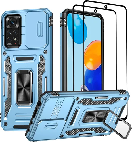 Miniatura 9 de Wefor Funda XiaoMi RedMi Note 11 (4G) con cubierta para cámara deslizante, soporte de anillo magnético de 360° mejorado grado militar a prueba