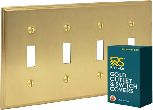 Miniatura 22 de Rio Salto BRASS - Placa de pared moderna de metal dorado para interruptor de luz o cubierta de enchufe, placa de pared para receptáculo individual