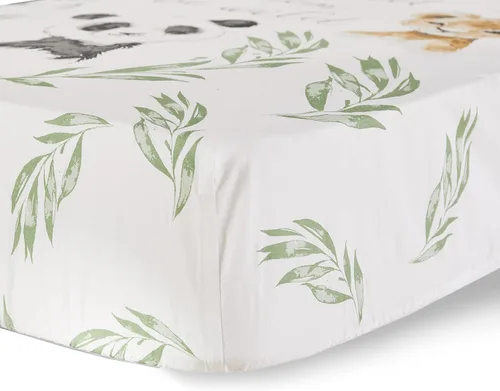 Levtex Baby - Sábana bajera ajustable para cuna Mozambique - Se adapta a colchones estándar para cuna y niños pequeños - Bebés de la selva - Gris,