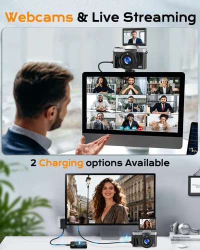 Miniatura 9 de Cámara digital 4K para enfoque automático de fotografía, cámara de vlogging WiFi de 64MP para YouTube con pantalla abatible de 180° de 3 pulgadas