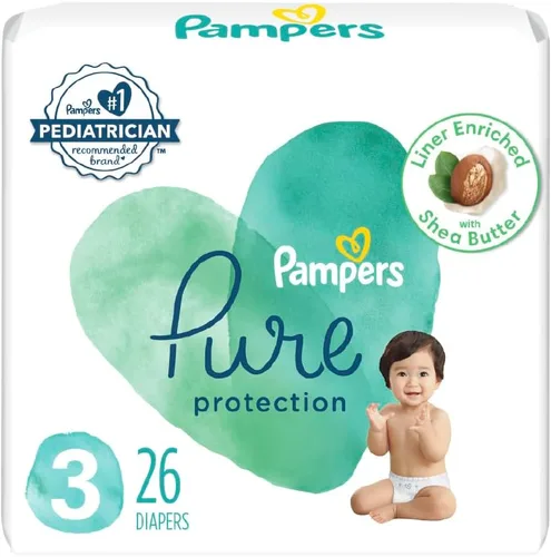 Miniatura 25 de Pañales para recién nacido/talla 1 (8-14 libras), 35 unidades – Pampers Pure Protection desechables para bebé, protección hipoalergénica y sin
