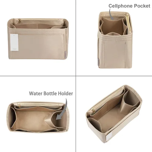 Miniatura 7 de ZTUJO Organizador de bolso para bolsos, organizador de bolsas de tacto sedoso con soporte para botellas, perfecto para Speedy, Neverfull, Tote