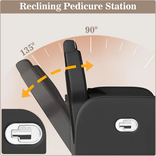 Miniatura 6 de Silla de pedicura sin fontanería con reposapiés de altura ajustable y taburete rodante, estación de pedicura para silla de spa Nail Tech, silla
