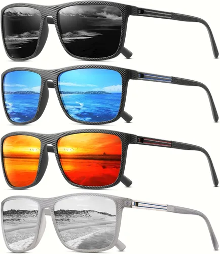 Miniatura 18 de Gafas de sol polarizadas para hombre, clásicas, ligeras, para conducir, pesca, golf, sol, protección UV 4PCS-negro+rojo+azul+lce azul-a