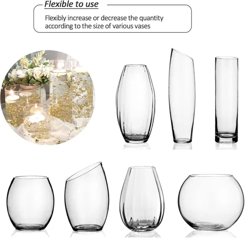Miniatura 6 de 50 piezas de cadenas de perlas flotantes para velas flotantes, perlas artificiales para relleno de jarrones, decoraciones de mesa para centro