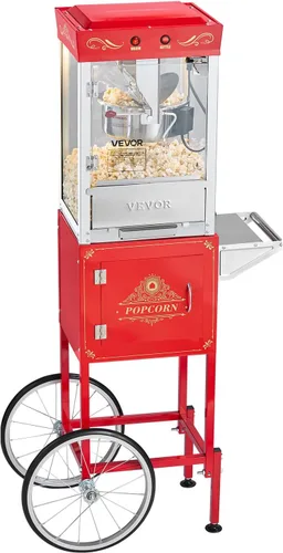 Miniatura 9 de VEVOR Máquina de palomitas de maíz con carro, hervidor de acero inoxidable de 8 onzas, máquina comercial de palomitas de maíz de 800 W, 48 tazas por