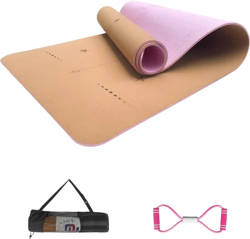 Miniatura 8 de Numat - Tapete de yoga de corcho de 0.236 in (1/4 pulgadas) de grosor, 72 x 24 pulgadas, resistente al sudor, antideslizante, ecológico, espuma TPE
