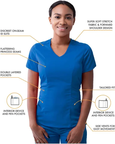 Miniatura 3 de Adar Pro - Conjunto médico moderno para mujer - Camiseta médica moderna con cuello en V y pantalón médico, pantalón de yoga