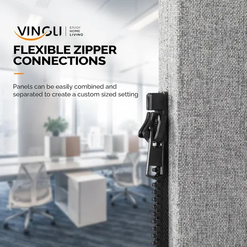 Miniatura 3 de VINGLI Divisor de habitación con pantalla, partición de privacidad independiente, paneles conectados con cremallera con ruedas, separador de espacio