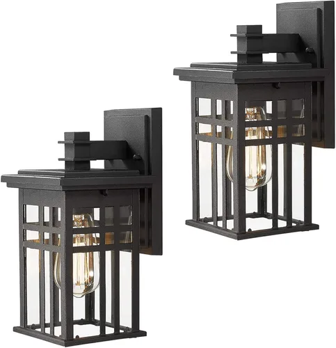 Miniatura 7 de zeyu 20068B-L BK - Lámpara de pared exterior de 16 pulgadas para casa de patio, aluminio fundido a presión con vidrio transparente, acabado negro