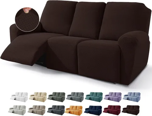 Miniatura 29 de JIVINER Fundas de sofá reclinable de 8 piezas, fundas elásticas de jacquard para sofá reclinable, fundas para sala de estar, protector suave de 3