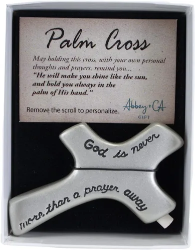 Miniatura 4 de Cruz de palma de metal plateado a oración, cruz de mano para comodidad y oración, 2 3/4 pulgadas, por Cathedral Art