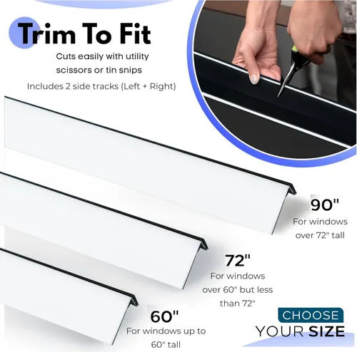 Miniatura 7 de Tiras de bloqueo de luz – Blancas 152 cm, Juego de 2 – Bloqueador de luz para persianas enrollables y cortinas de celulosa – Bloqueador de luz