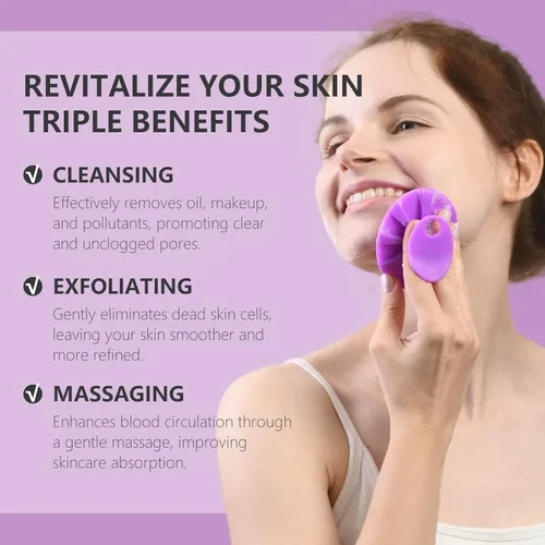 Miniatura 2 de BEAUTAIL Cepillo facial de silicona, 2 unidades, cepillo de limpieza facial manual, exfoliante facial suave para pieles sensibles, cepillo facial