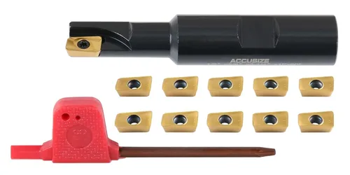 Miniatura 20 de Accusize Industrial Tools Molino de extremo indexable de hombro cuadrado de 90 grados de 1/2 '' con insertos de carburo Apkt11T3, 0056-0913
