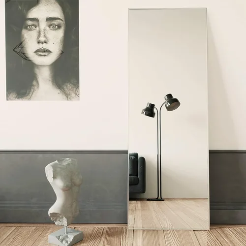 Miniatura 9 de BEAUTYPEAK - Espejo de longitud completa con soporte, de 56 pulgadas x 21 pulgadas, espejo de piso con marco fino de aleación de aluminio, espejos
