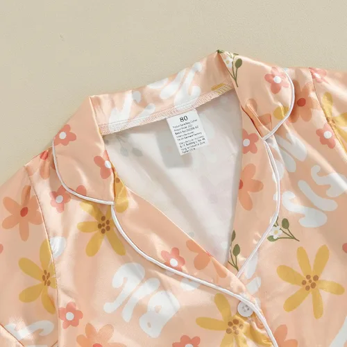 Miniatura 82 de Conjunto de pijama de manga larga con botones para niña pequeña, conjunto de ropa de dormir