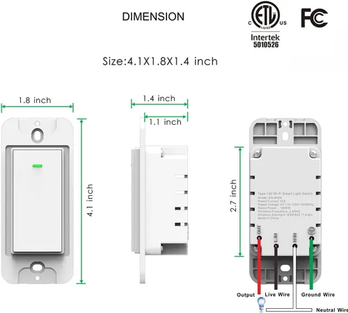 Miniatura 6 de Interruptor inteligente WiFi de pared, interruptor de luz de pared, compatible con Alexa y Google Home