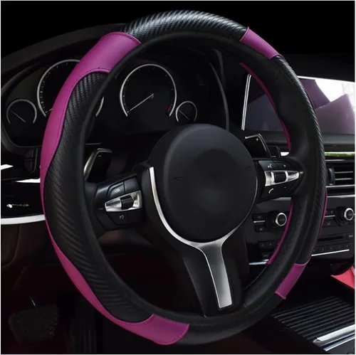 Miniatura 8 de povtii Funda para volante de automóvil, protector de cuero transpirable de 15 pulgadas, fundas cómodas antideslizantes para volante de vehículo