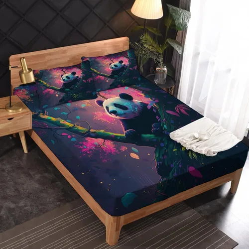 Miniatura 38 de Juego de sábanas de tamaño King, sábanas de conejo, sábanas de microfibra y fundas de almohada de 4 piezas, juego de sábanas con estampado colorido