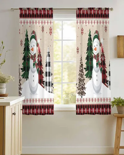 Miniatura 7 de Cortinas traslúcidas de Navidad de 39 pulgadas de largo, juego de 2 paneles de cortinas para cocina, dormitorio, sala de estar, puerta, pasillo