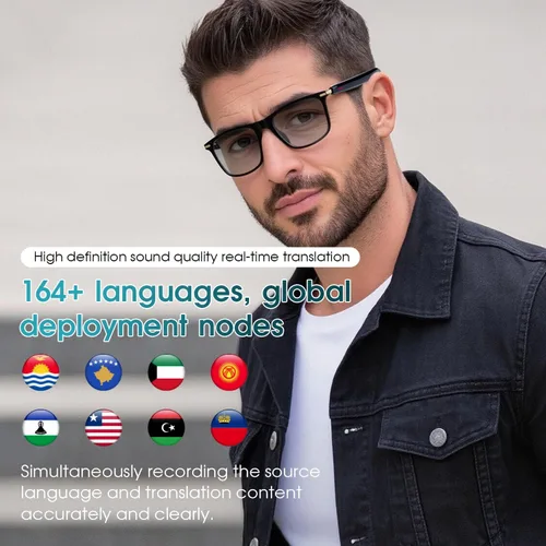 Miniatura 3 de Al - Lentes inteligentes para hombres y mujeres, lentes de traducción Bluetooth con 164 idiomas, lente de cambio de color, música y llamadas