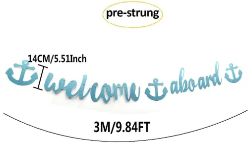 Miniatura 2 de Cartel de bienvenida a bordo con purpurina azul cielo, pancarta de globo para niños, decoración náutica de cumpleaños, baby shower, decoración