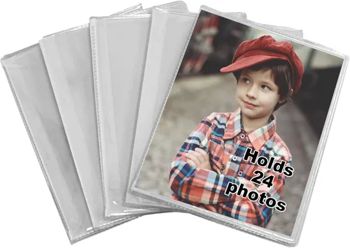 Iconikal Paquete de 5, 4 x 6 pulgadas, capacidad para 24 fotos. Álbumes de fotos con cubierta transparente para almacenar y mostrar recuerdos,